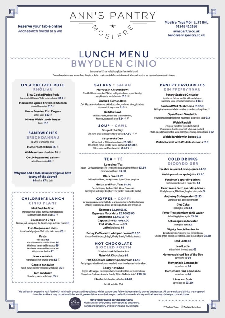 Lunch Menu 2025 Bwydlen Cinio